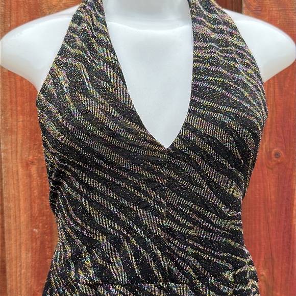 Zara Black and Gold Jumpsuit with Halter Neckline - Picture 6 of 9